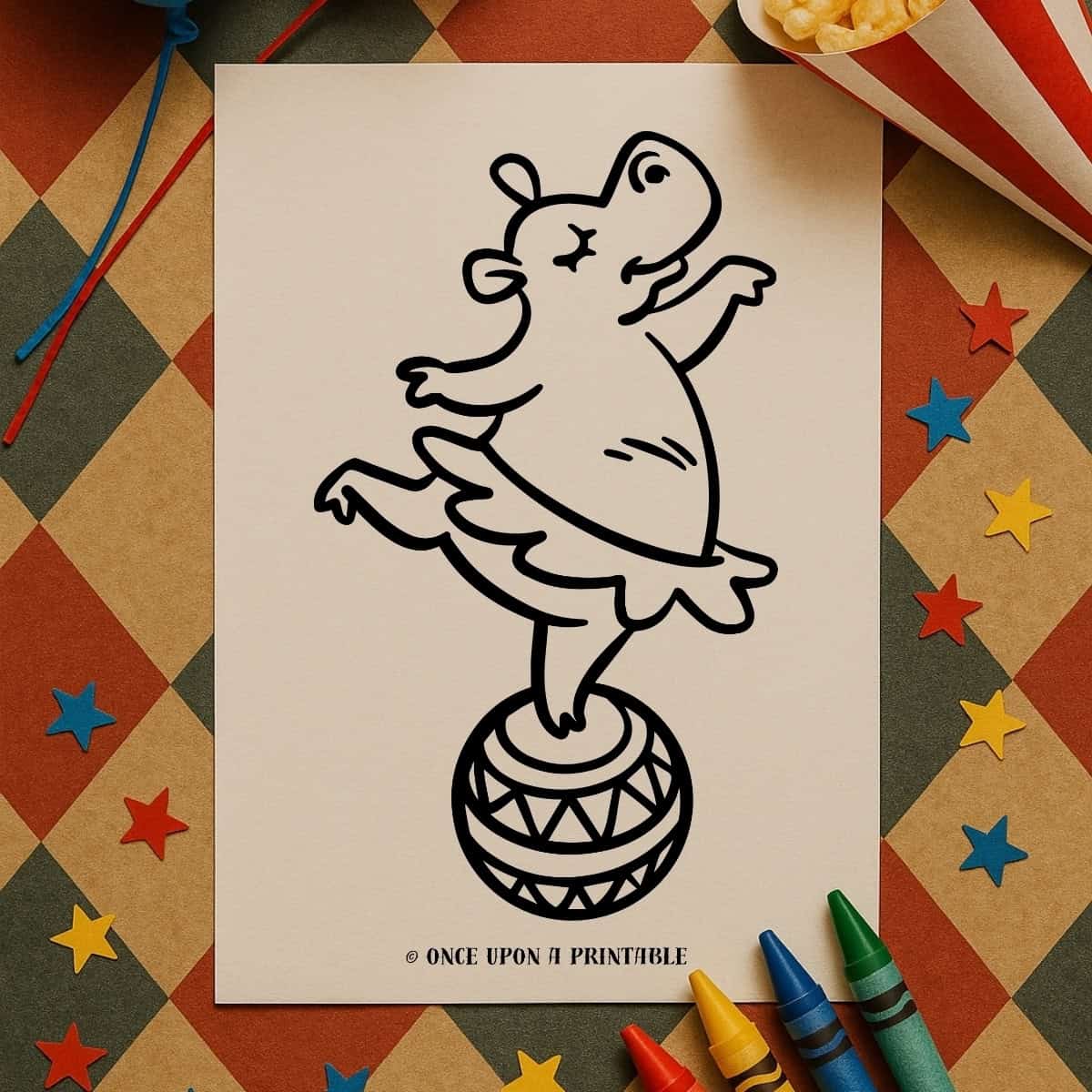 Circus hippo coloring pages.