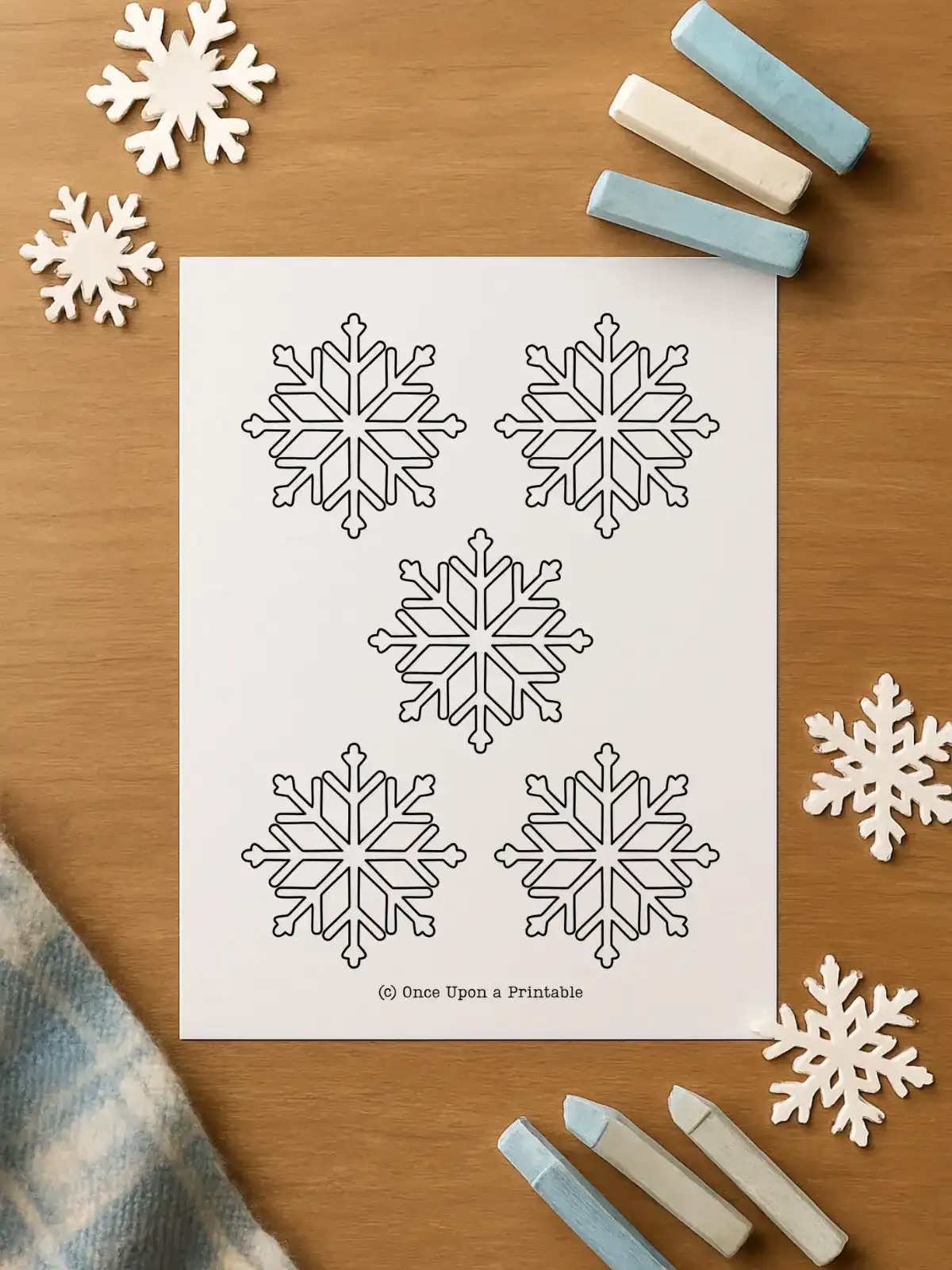 Five snowflake template printable.