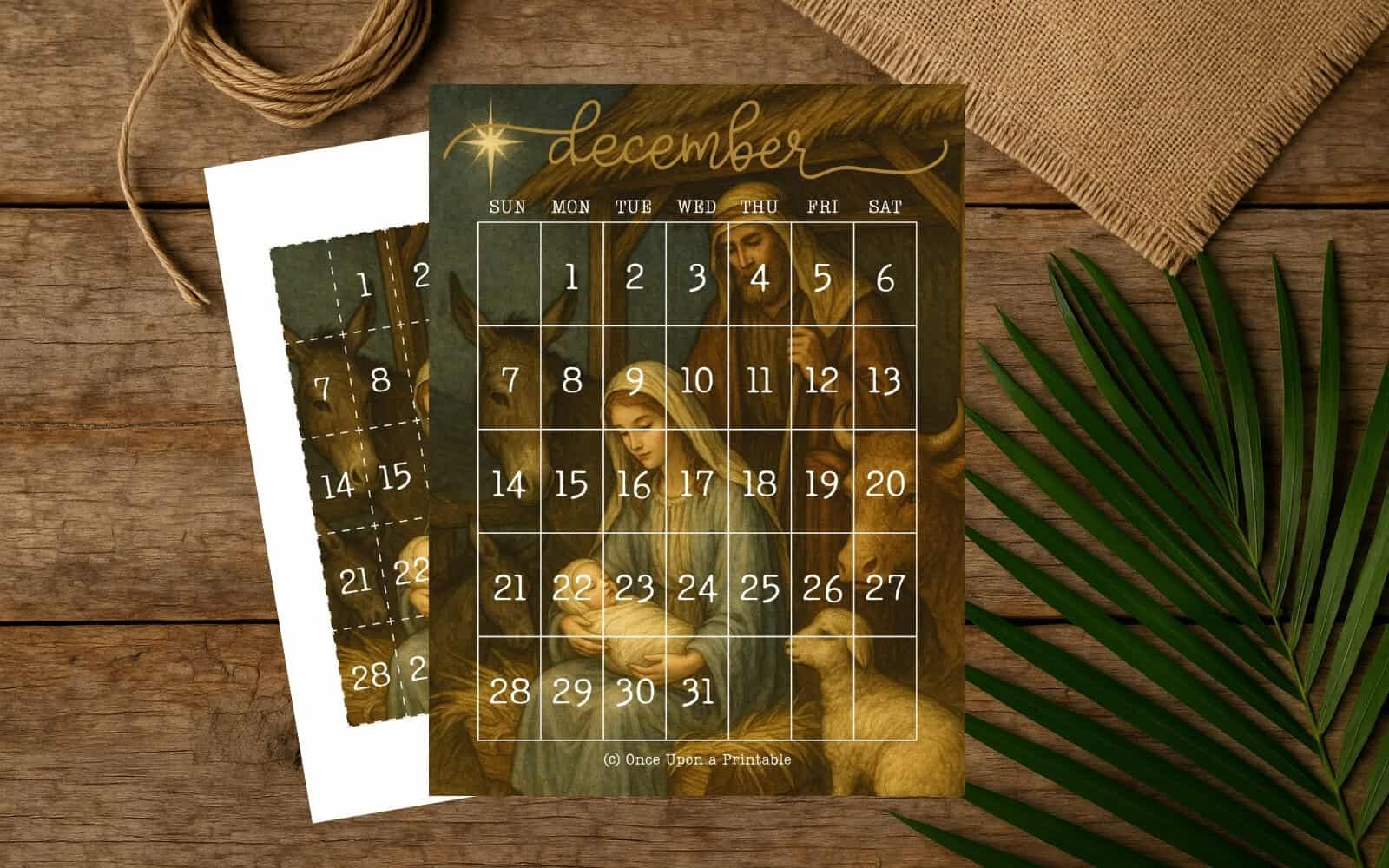 Nativity advent calendar with rectangle pieces.