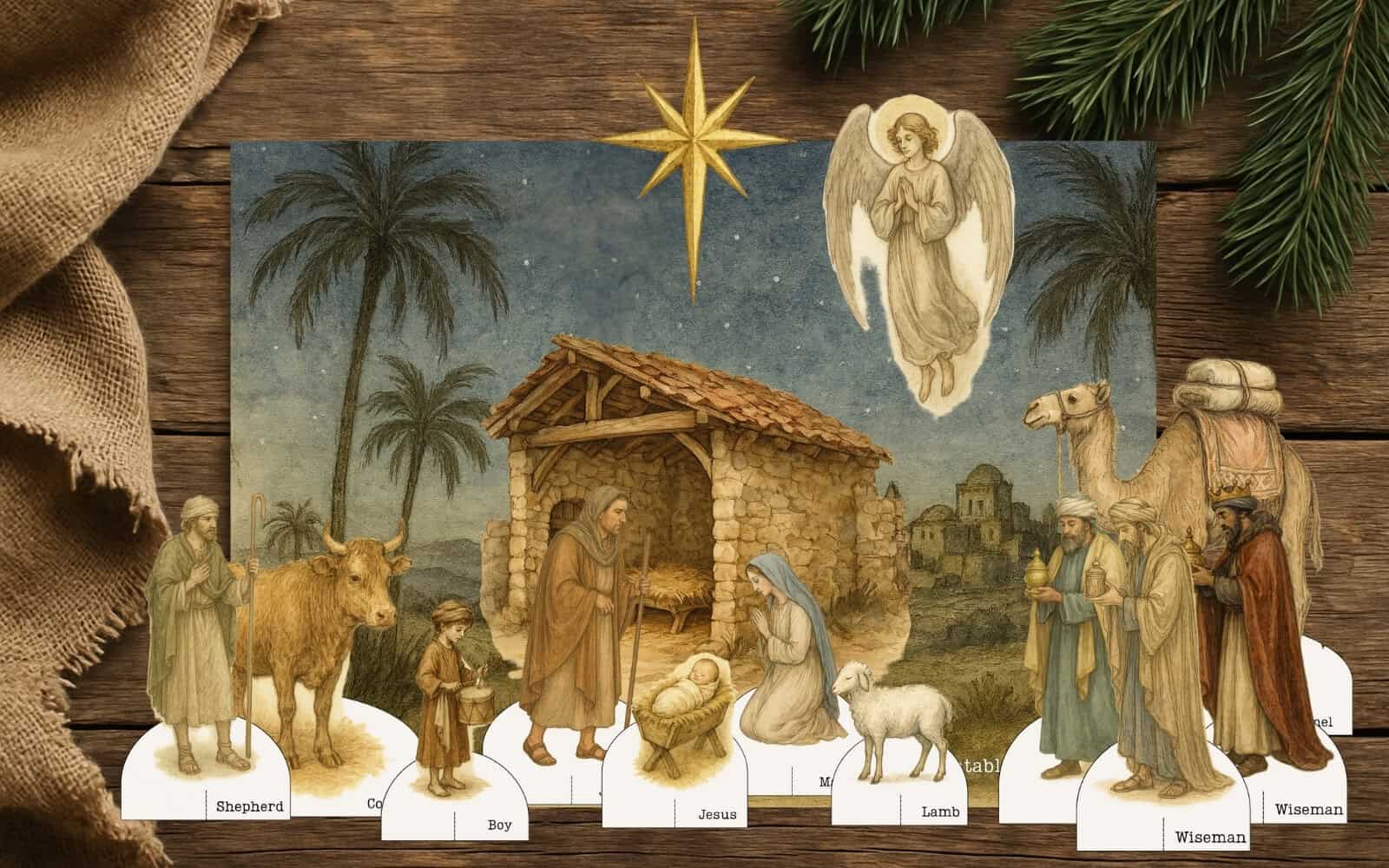 nativity set printable (free printable) - once upon a printable