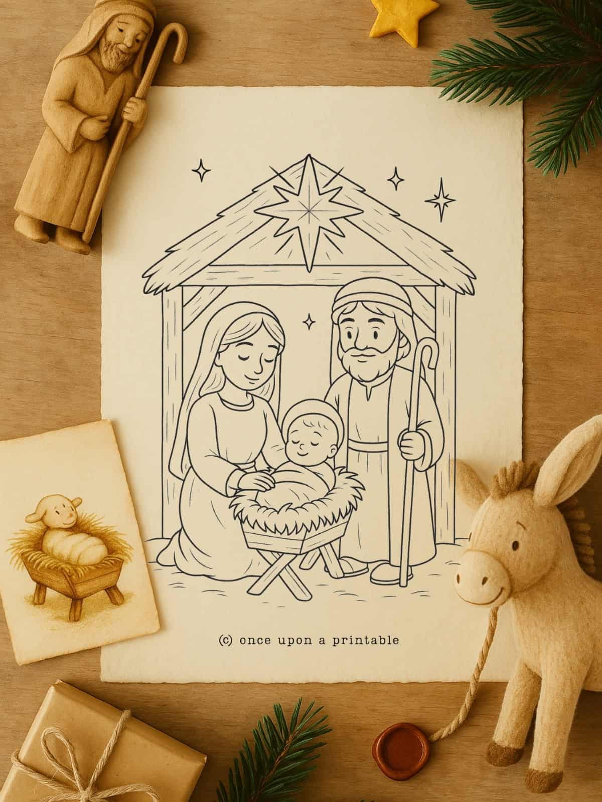 Nativity coloring sheets. 