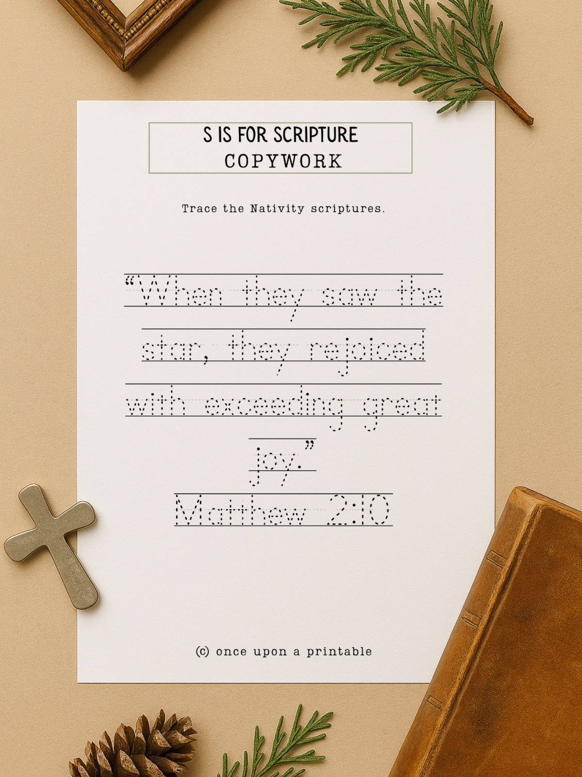 Nativity worksheet copywork with scripture.