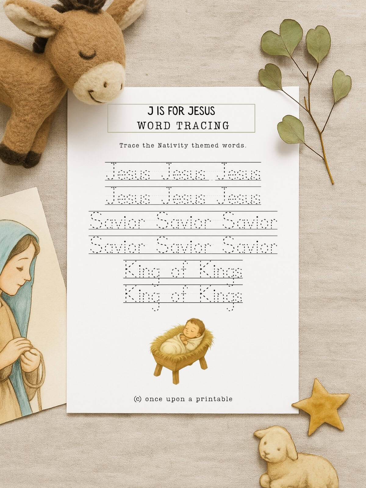 Nativity worksheets word tracing. 