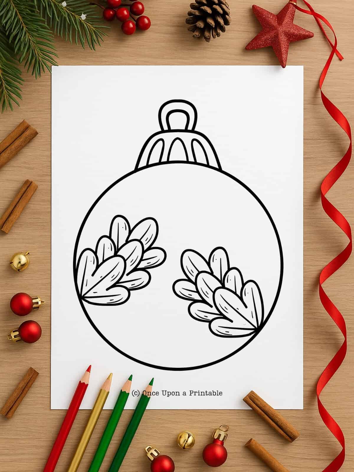 One large Christmas ornament template.