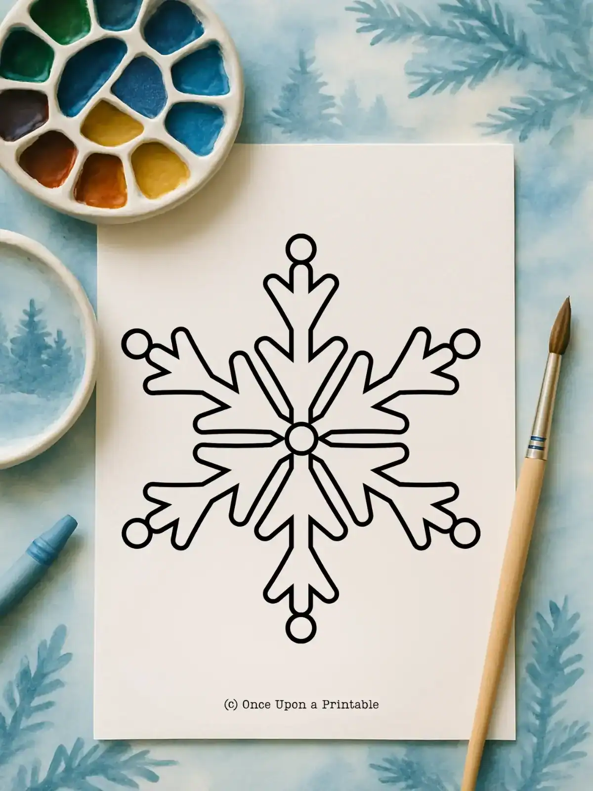 Snowflake coloring page template.