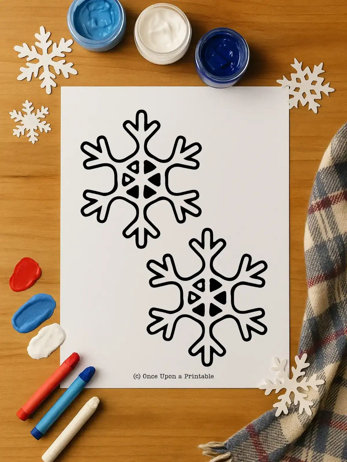 Snowflake template with two snowflakes.