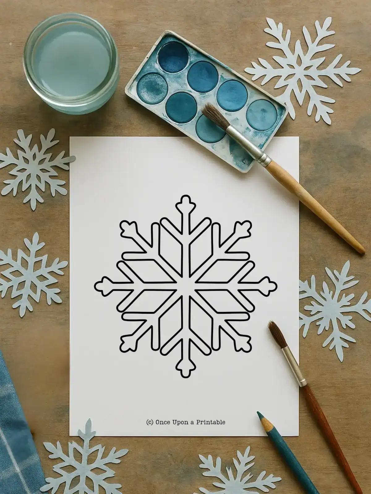 Snowflake template printable coloring page. 