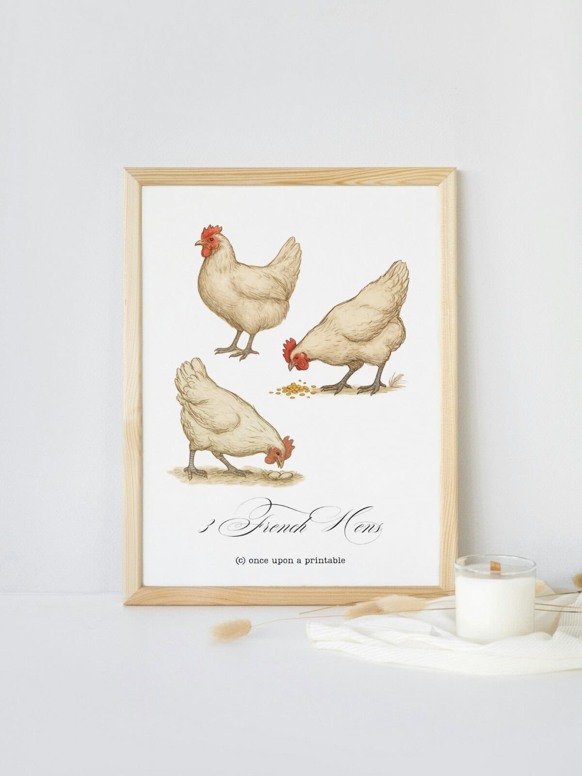 Three french hens from the 12 Days of Christmas.