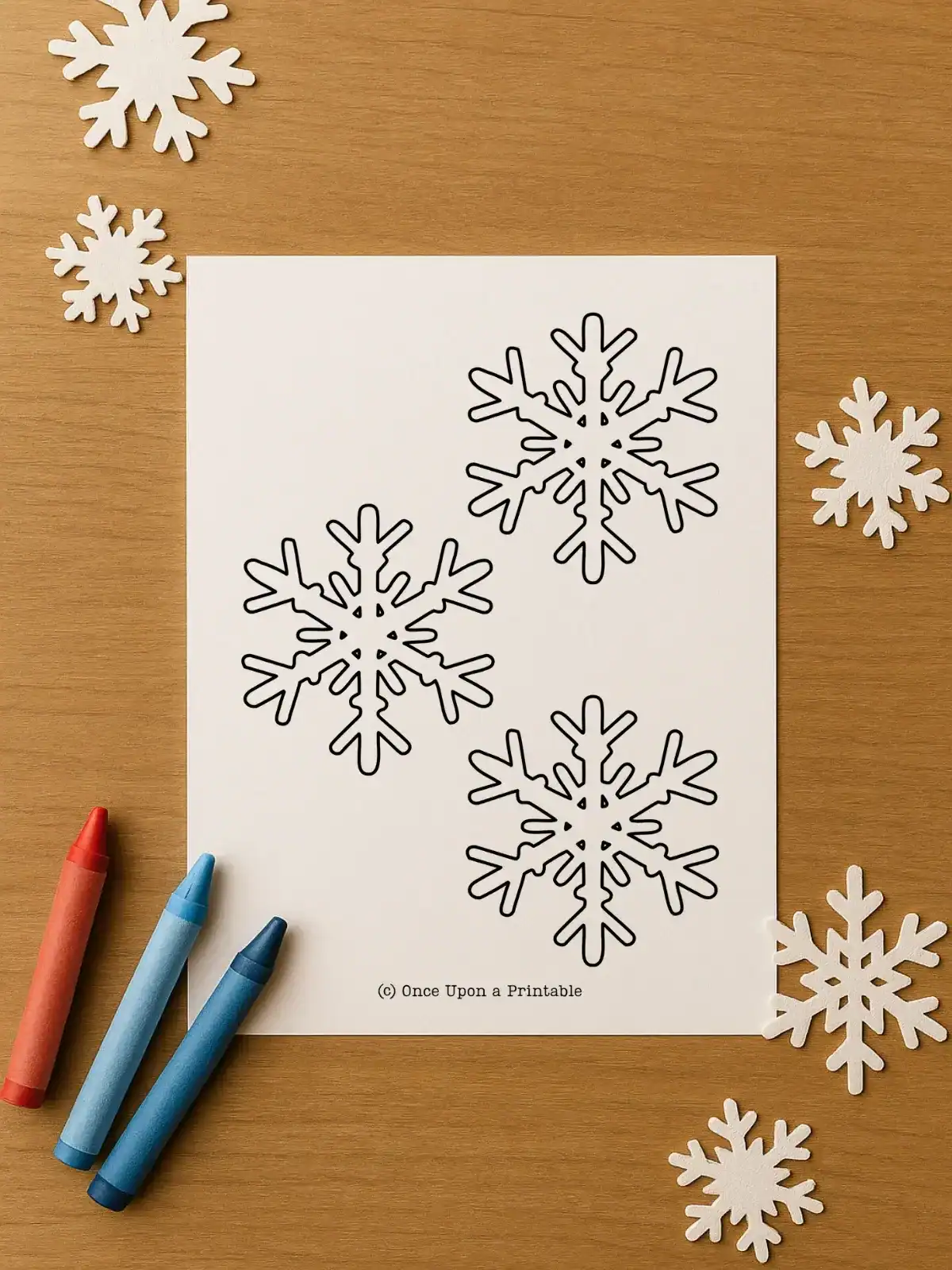 Three snowflake template printable. 