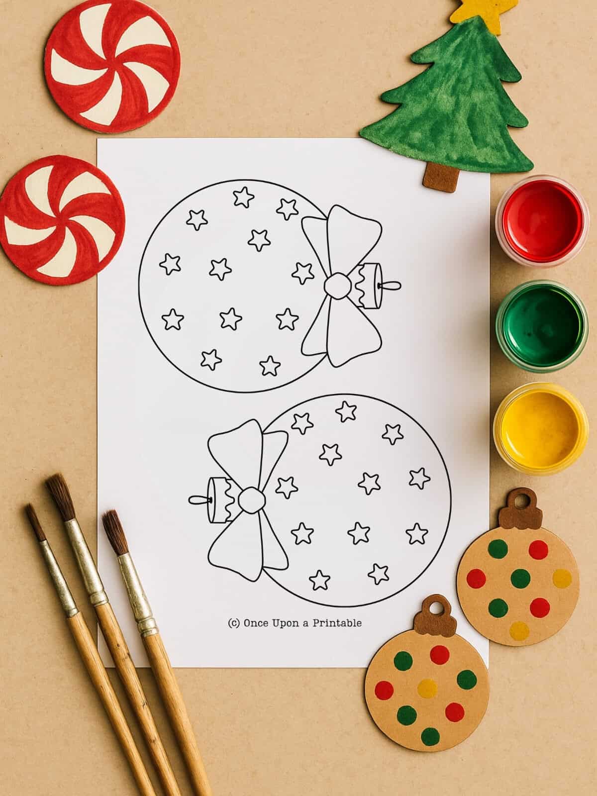 Two star ornament template printable.