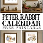 Framed Peter rabbit themed calendar with original illustrations, March.