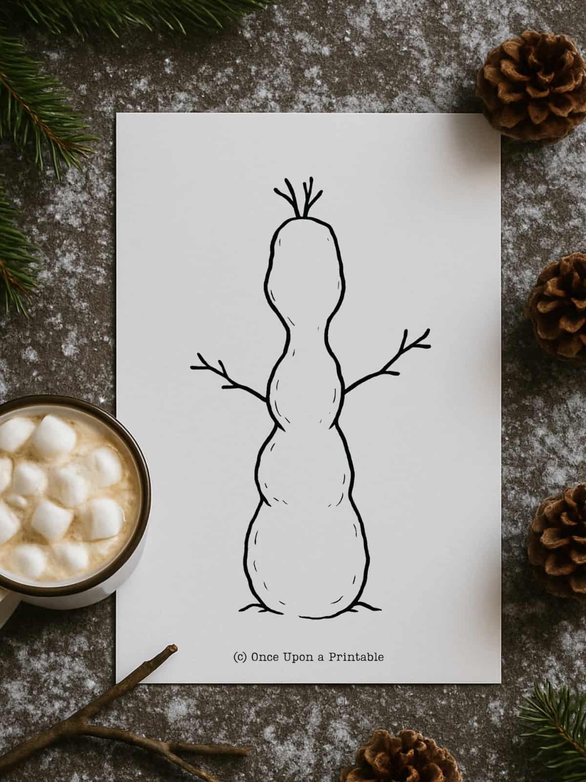 Decoarte your own snowman template skinny and tall.