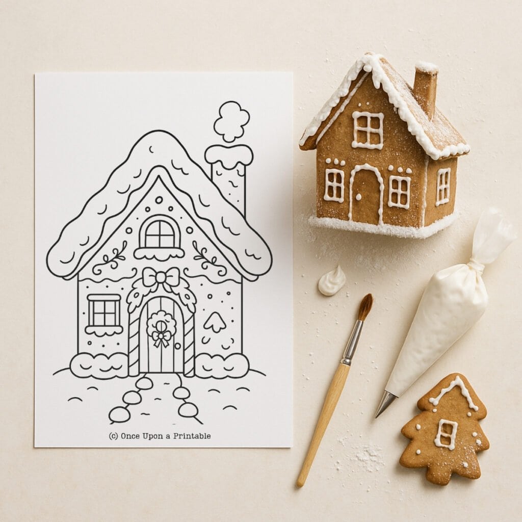 Gingerbread house coloring pages.