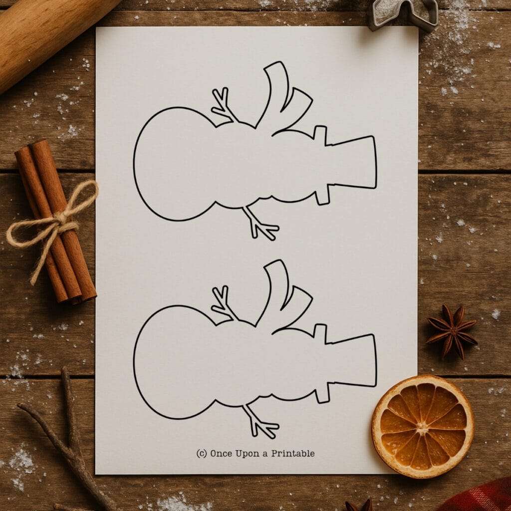 Snowman template with two snowmen on a page.