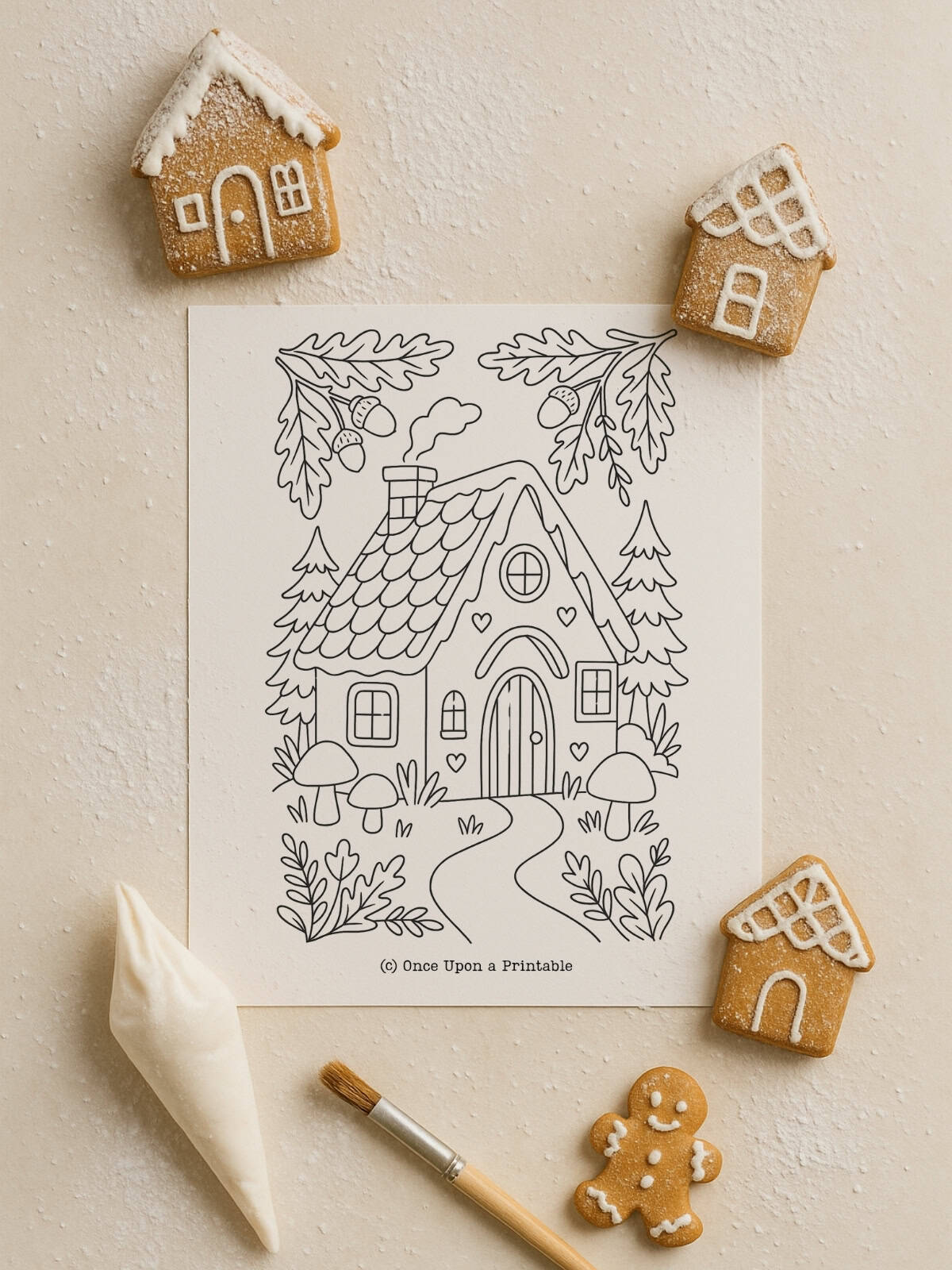 More detailed Gingerbread with a woodsy feel for coloring page. 