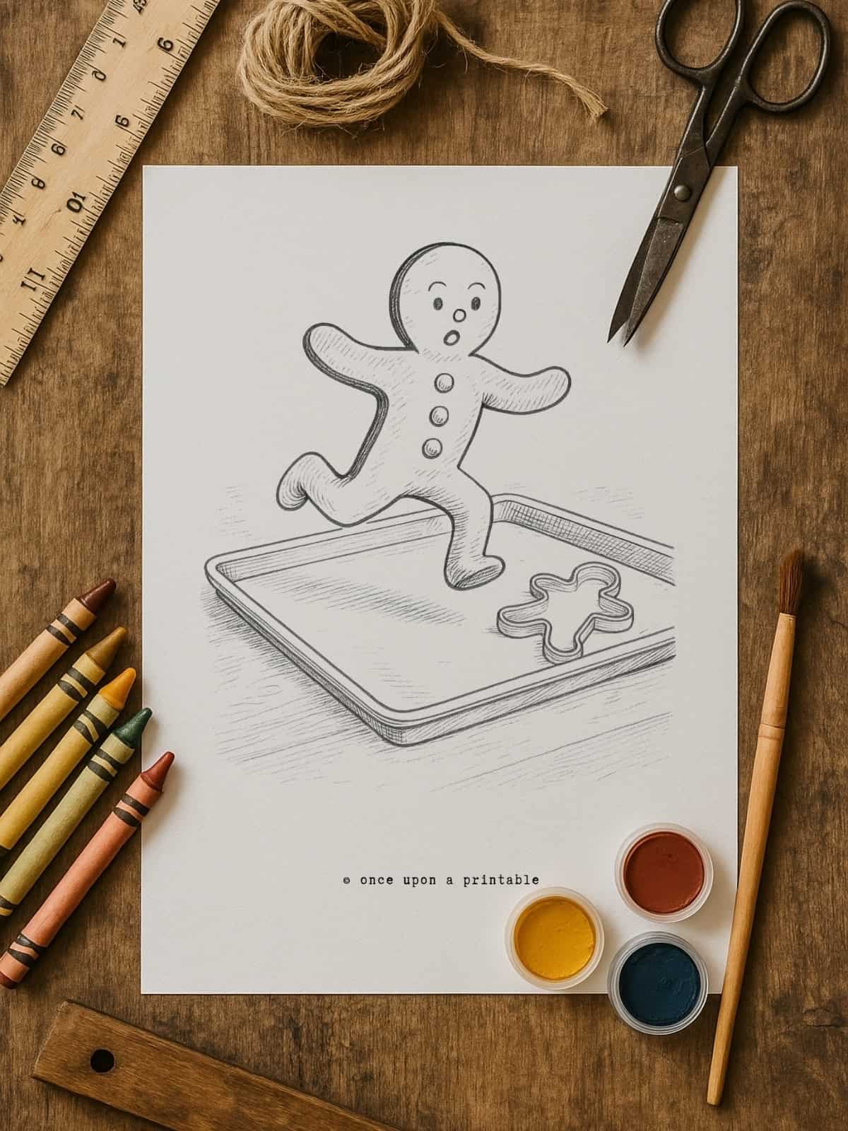 Gingerbread man coloring page printable.
