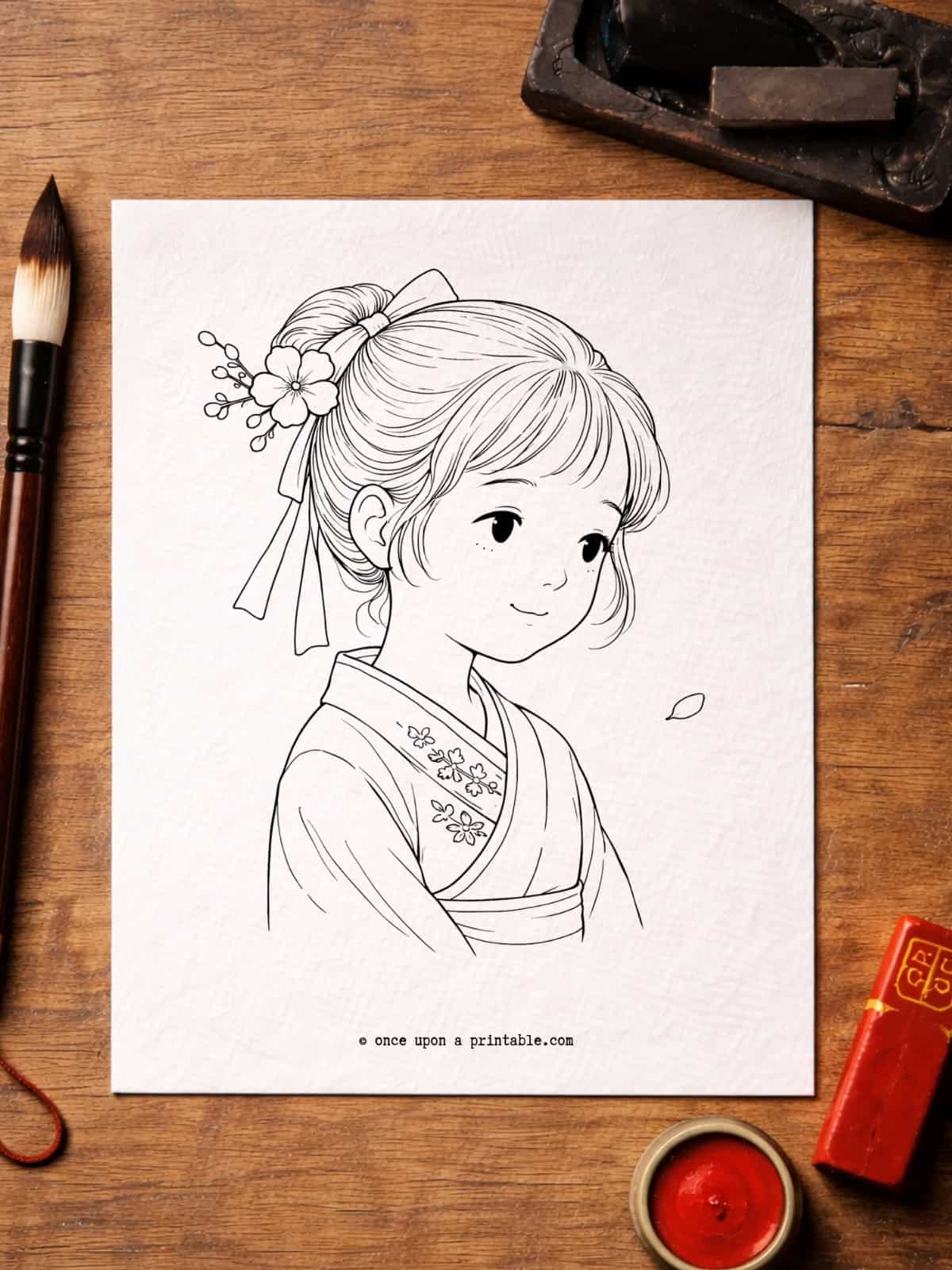 Chinese new year coloring pages a little chinese girl. 