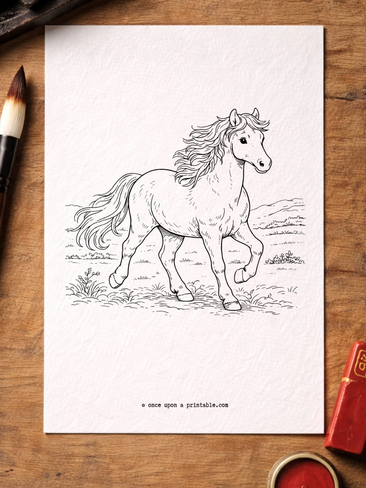 Chinese new year coloring pages, the horse.