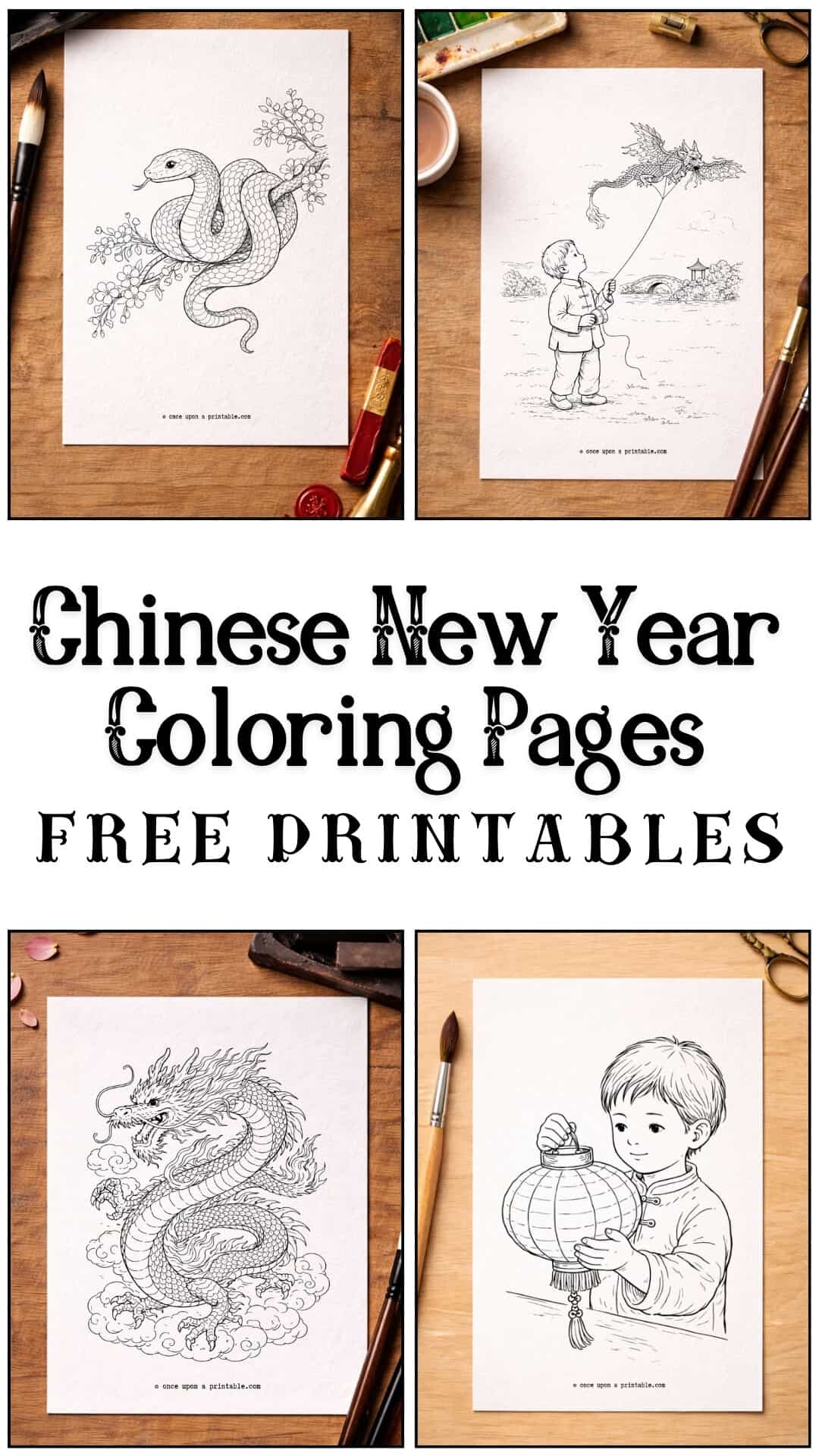 Chinese new year coloring pages for children.