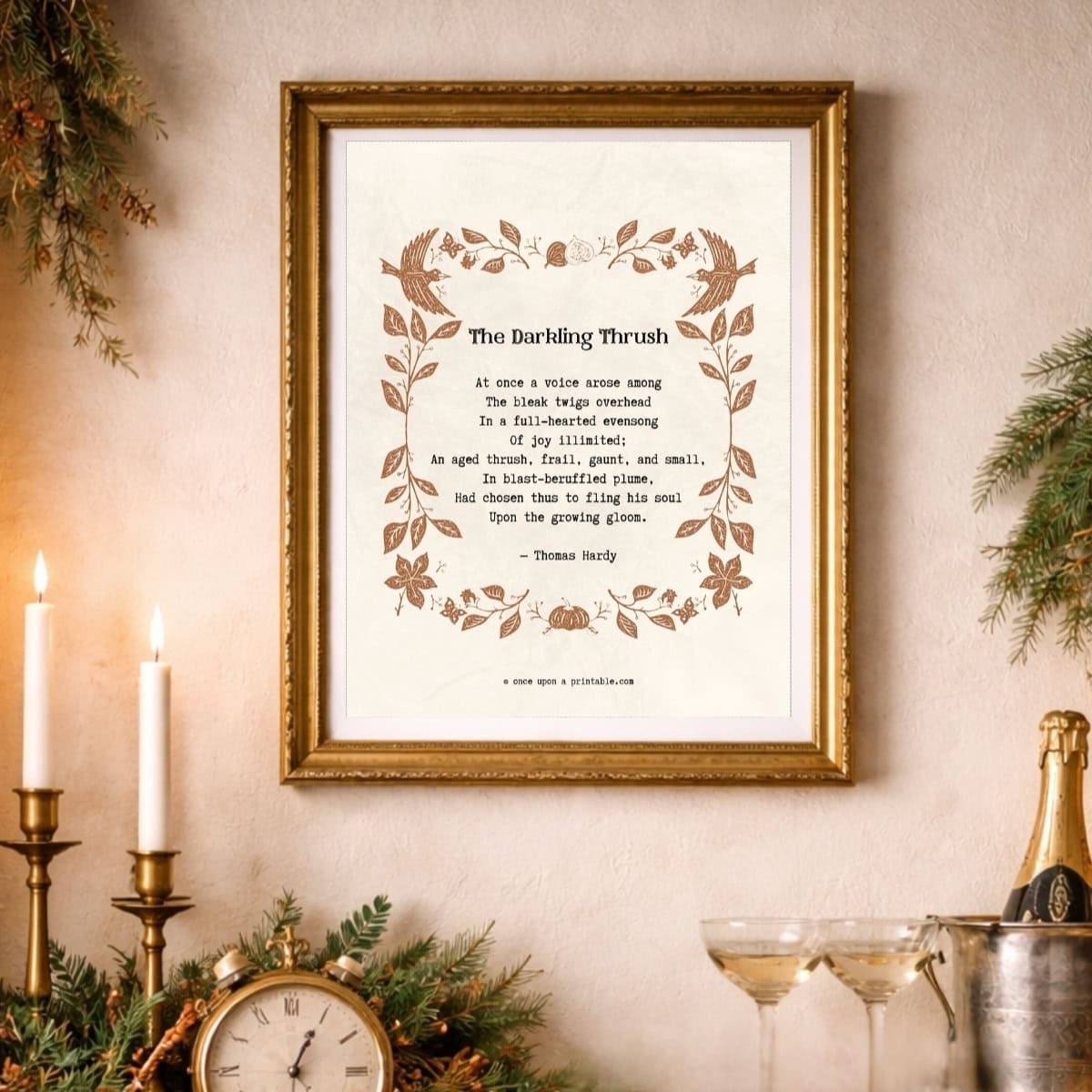 New Year's eve poems the Darkling thrush wall art.