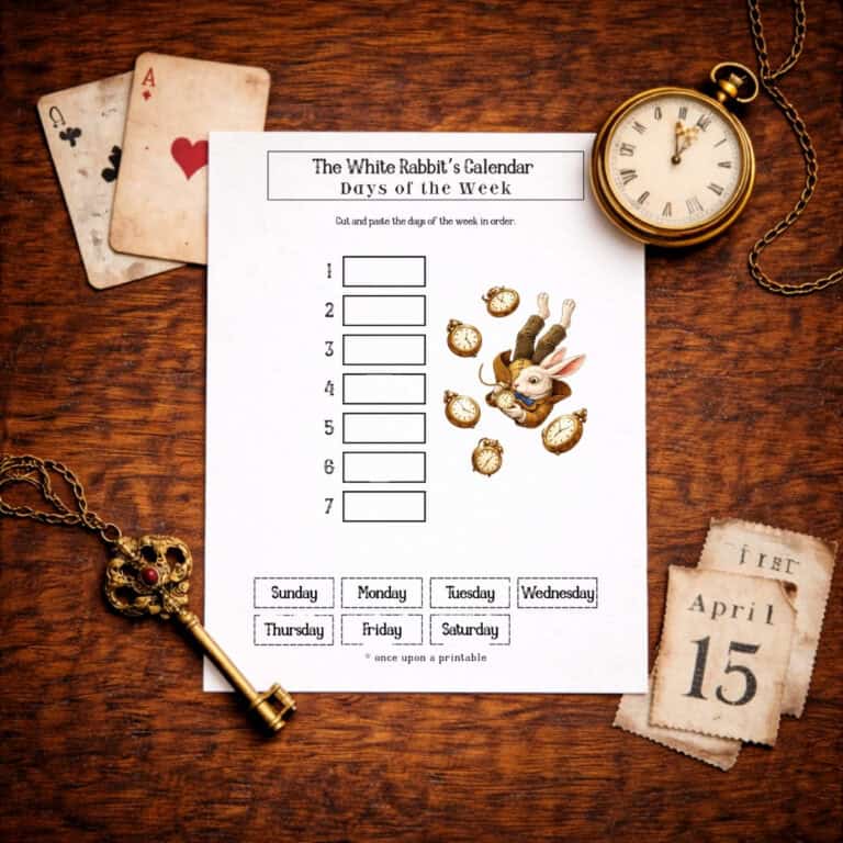 New Years eve printables the white rabbit's months of the year activity page.