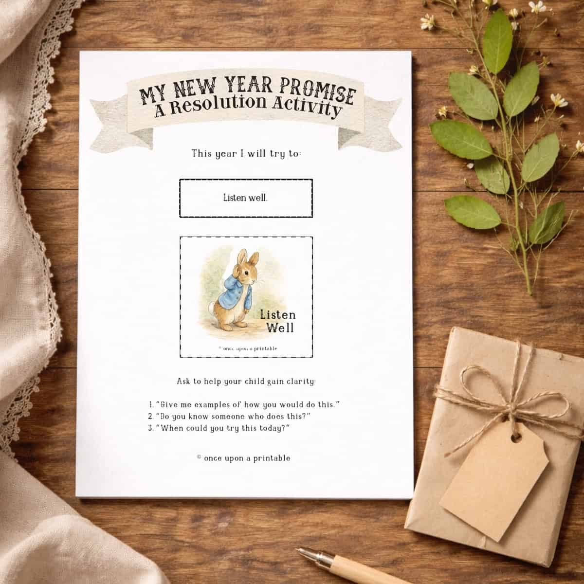 New year's eve resolutions for kids ages 3-5 activity cut and paste sheet.