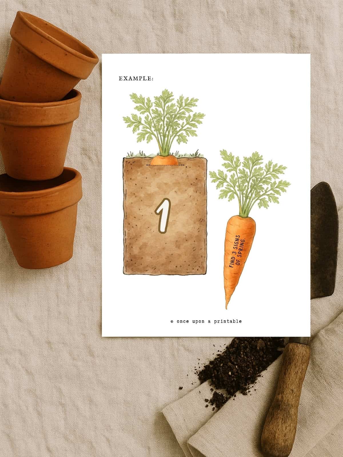 Garden themed countdown garland with carrots. 