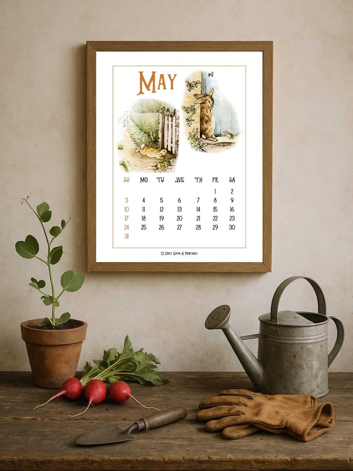 May Peter Rabbit calendar page. 