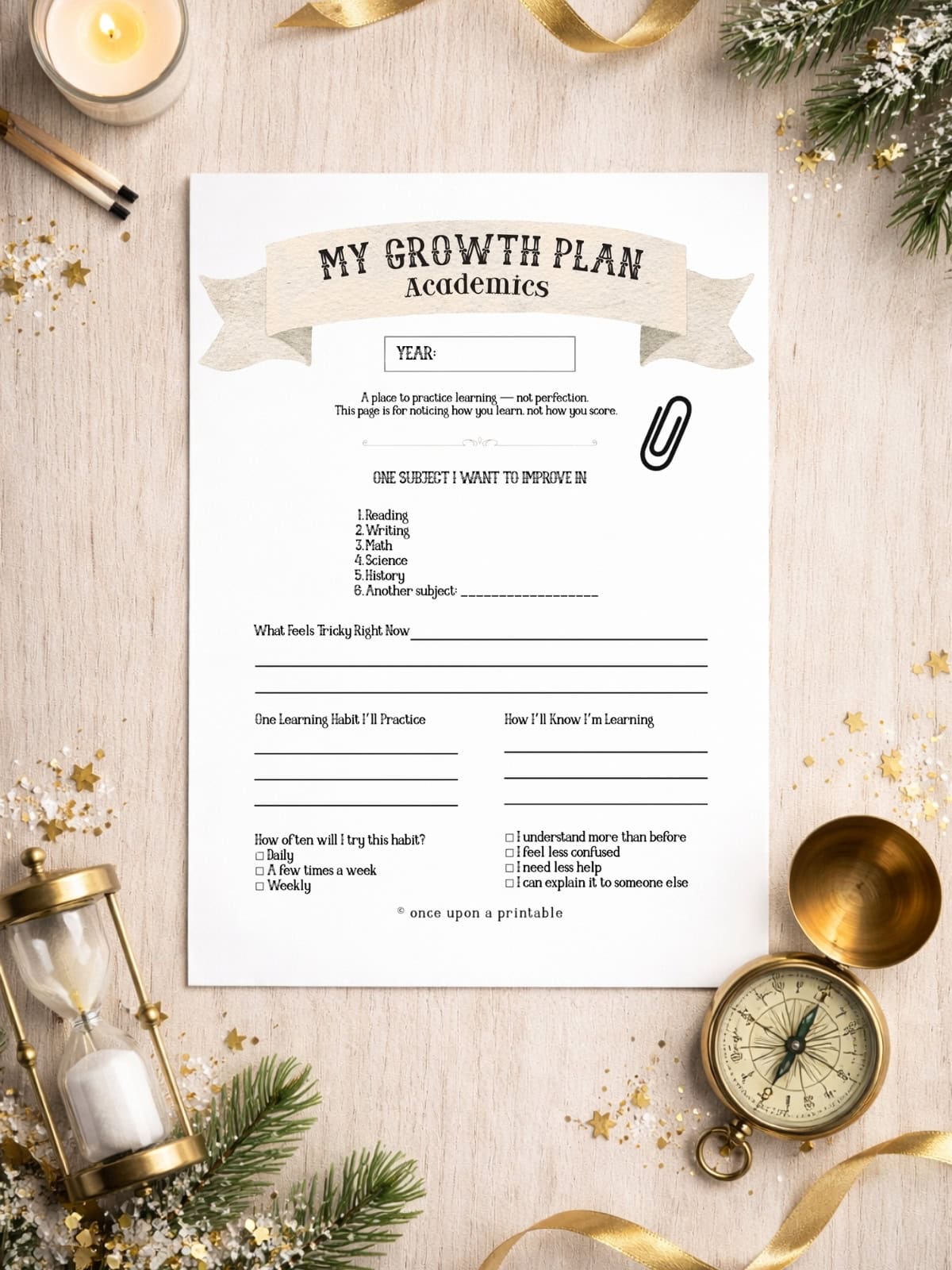 New Year resolutions for students Academics activity sheet.