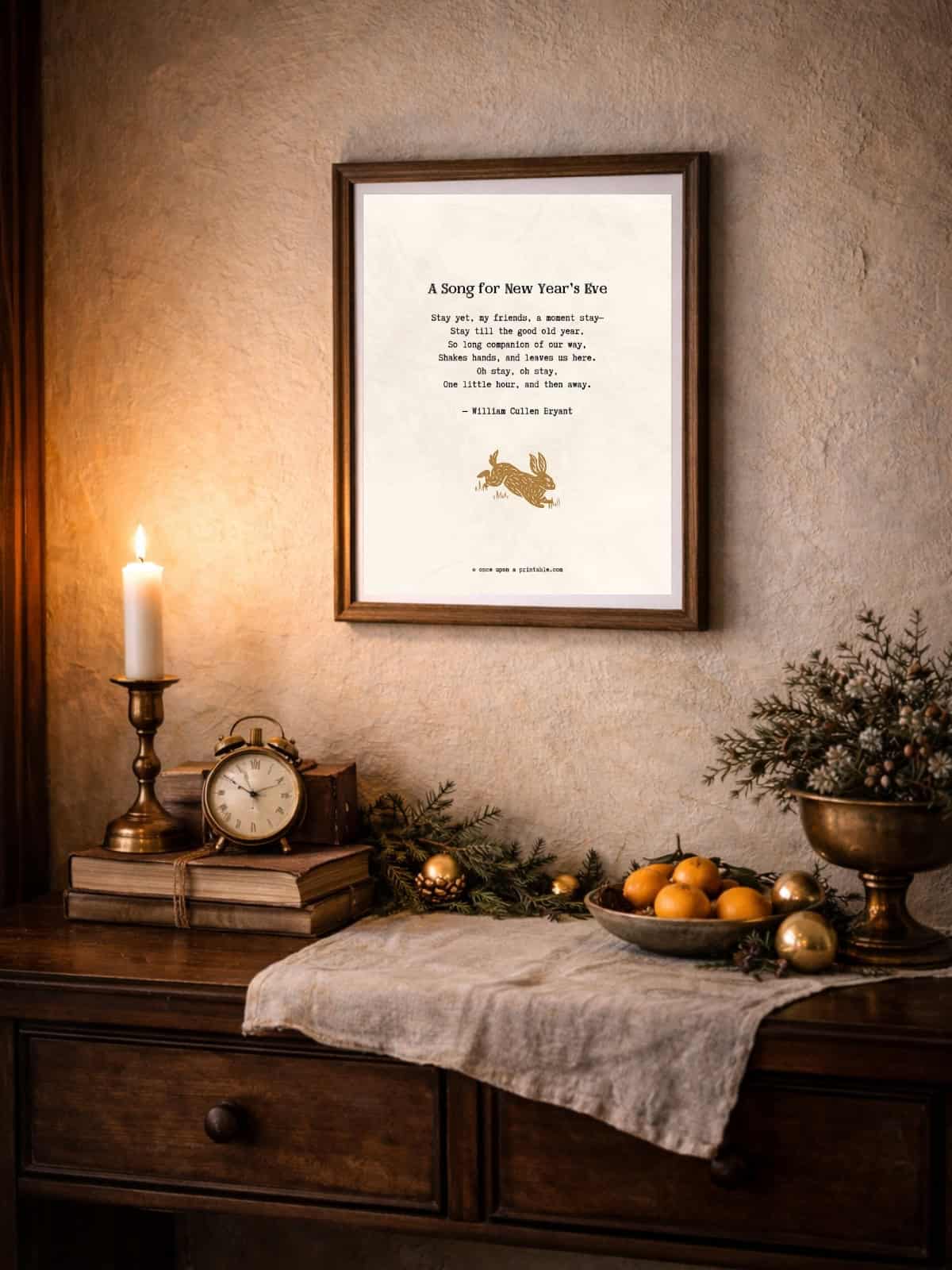 New year's eve poems, a song for new year's eve wall art. 