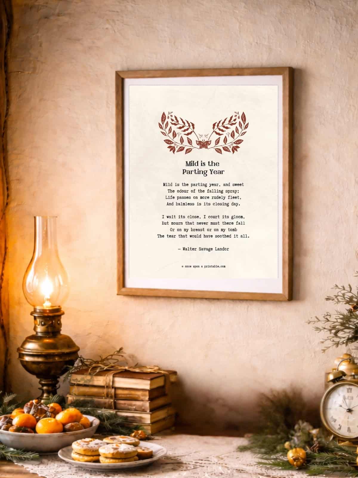 New year's eve poems, mild is the parting year wall art. 