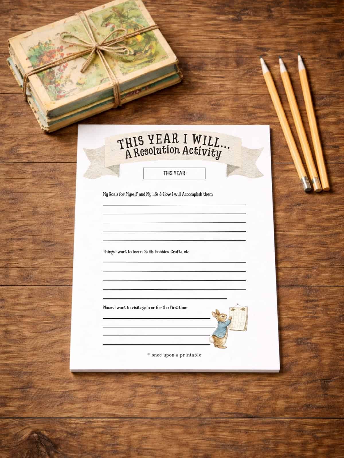New year's eve resolutions for kids 9-12 activity page.