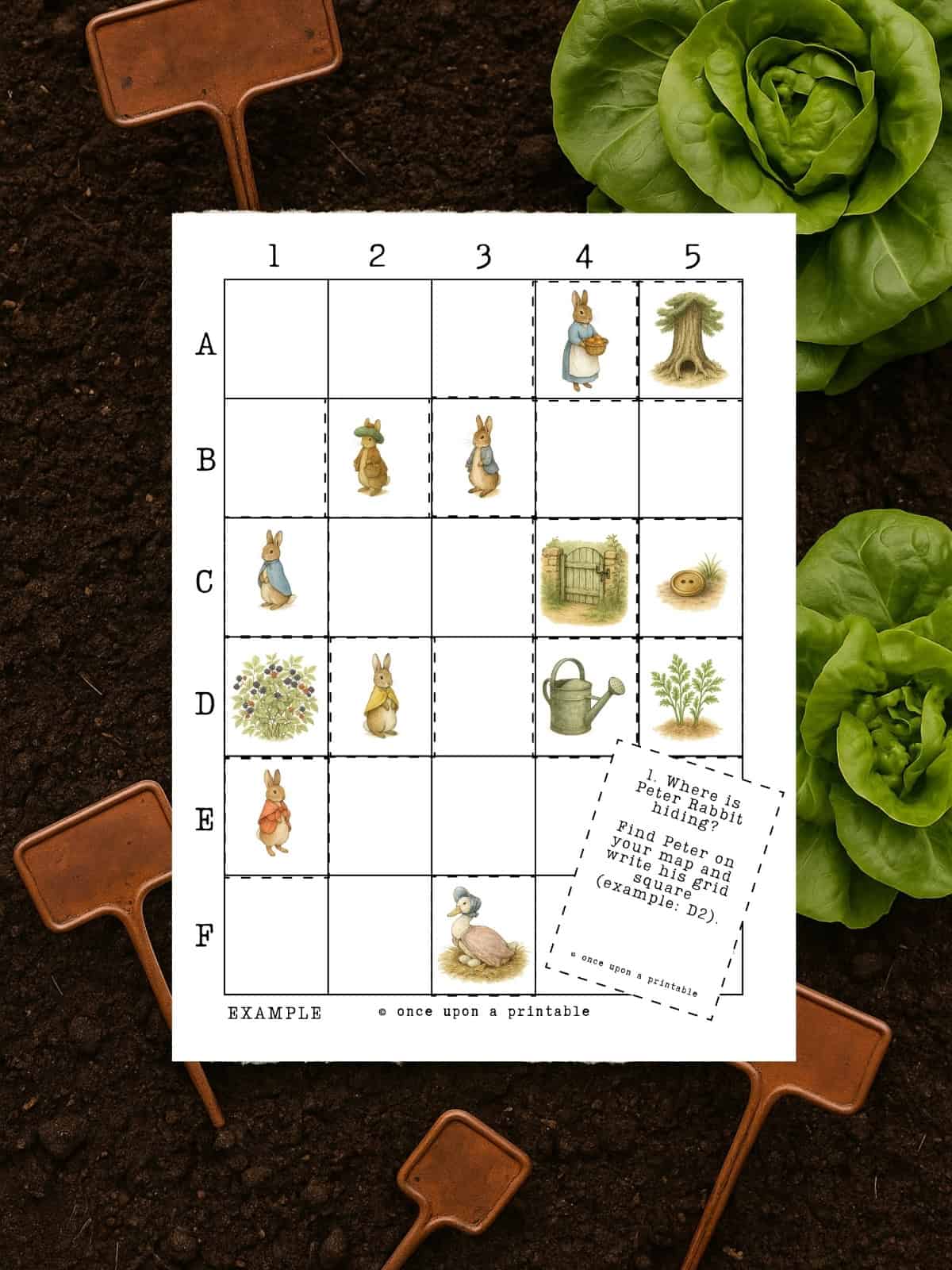 Peter Rabbit grid map activity.