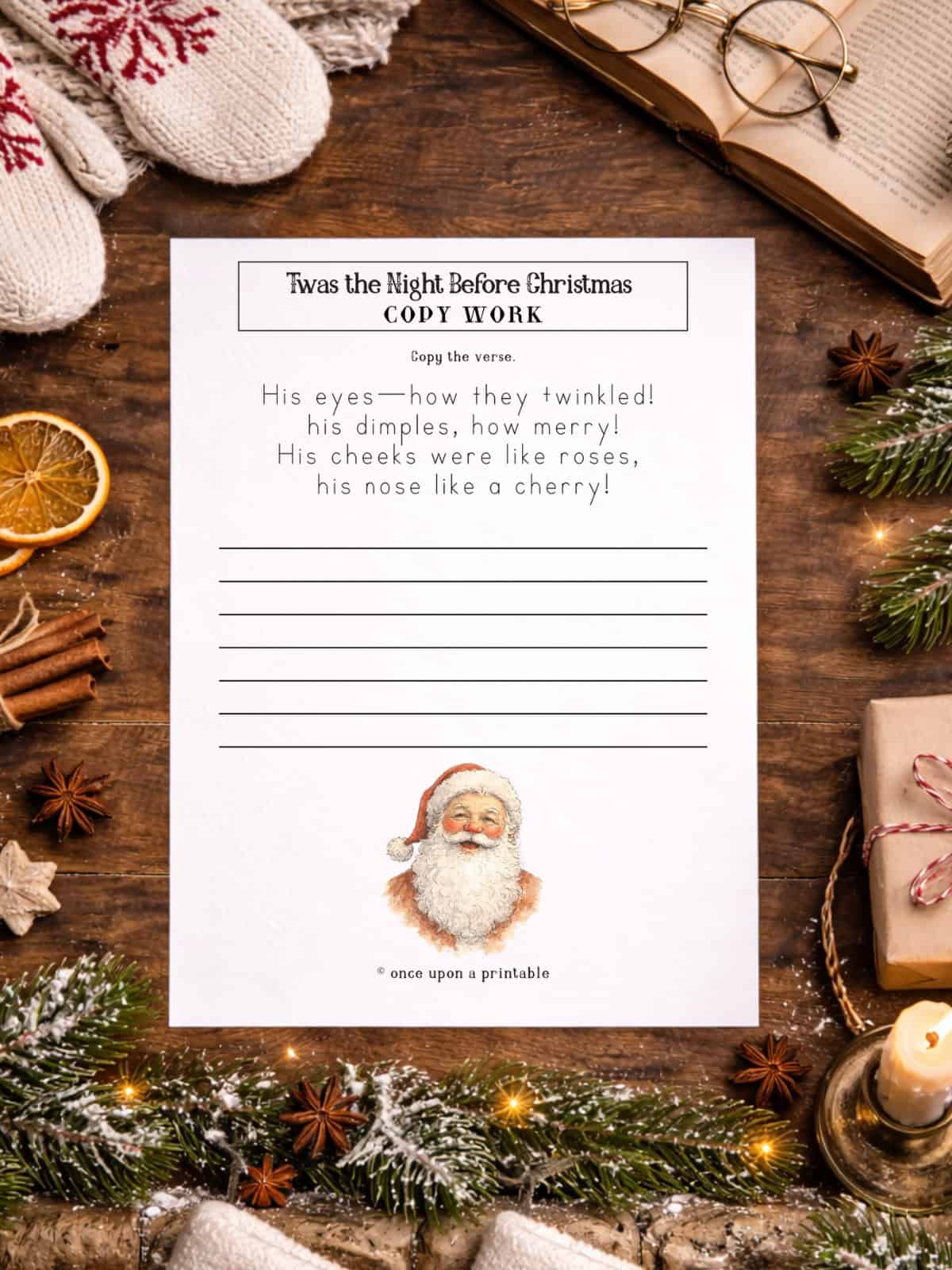 Twas the night before Christmas poem copywork.