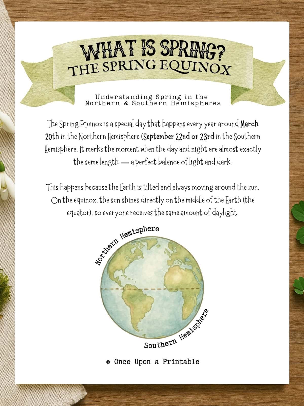 What is spring equinox page in spring advent calendar activities.