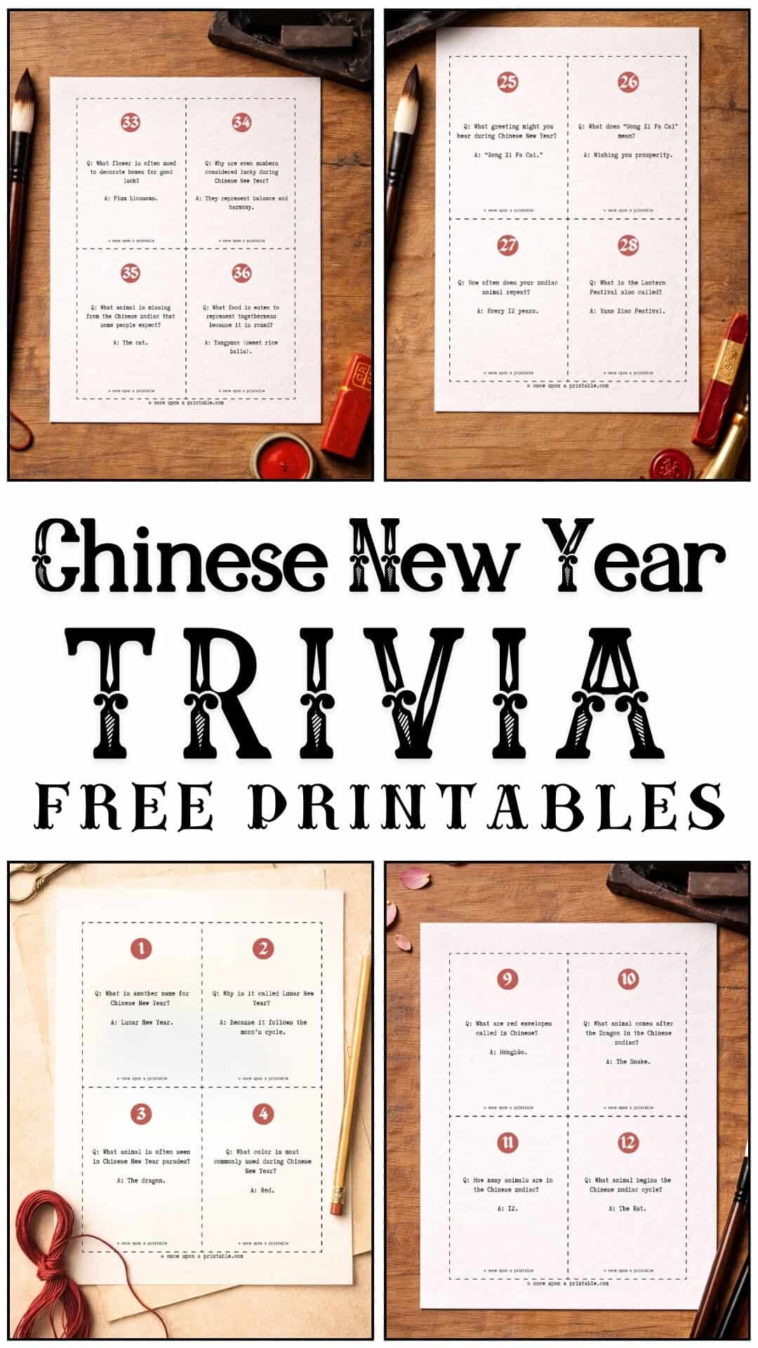 Chinese new year trivia free printables.