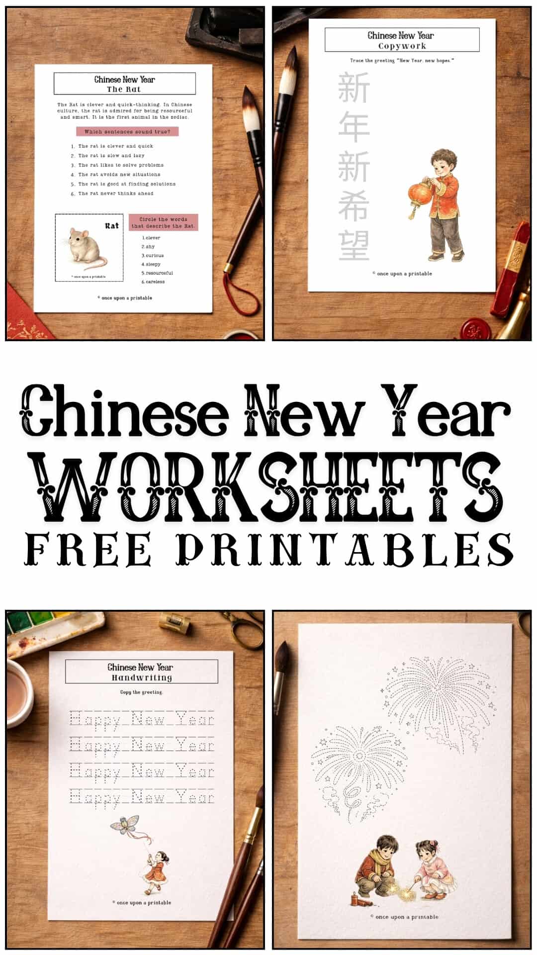 Chinese New Year worksheets free printable kids activities.