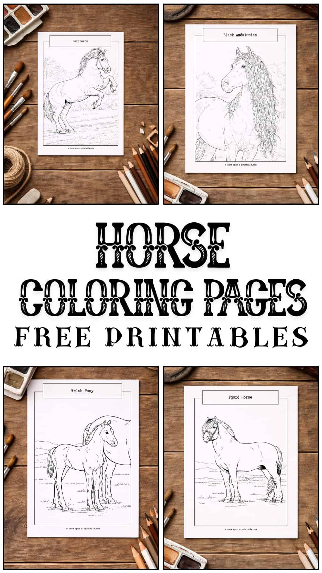 Horse coloring pages for kids. 