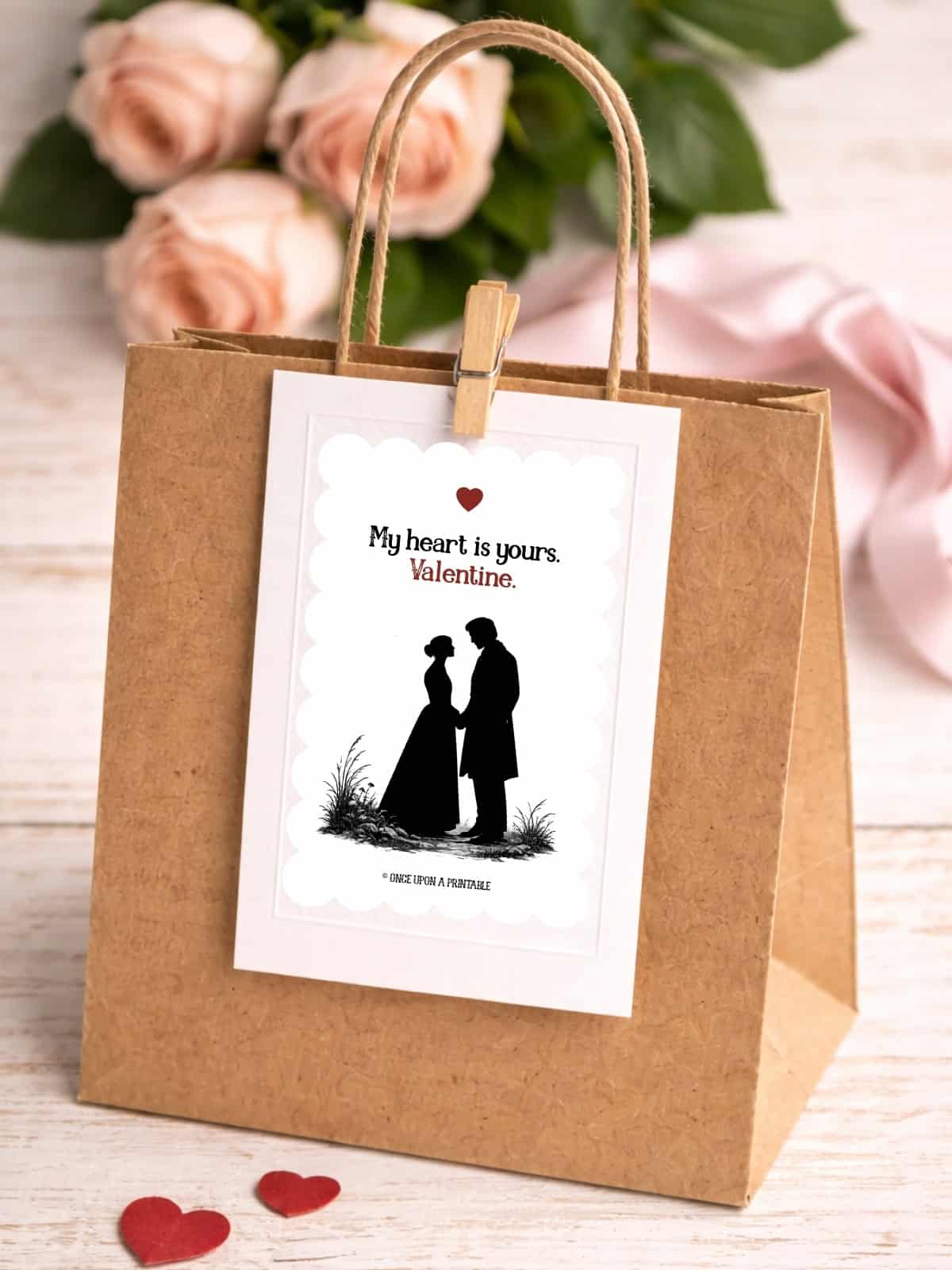 Jane Eyre Valentine's Day Cards, gift tag on a bag.