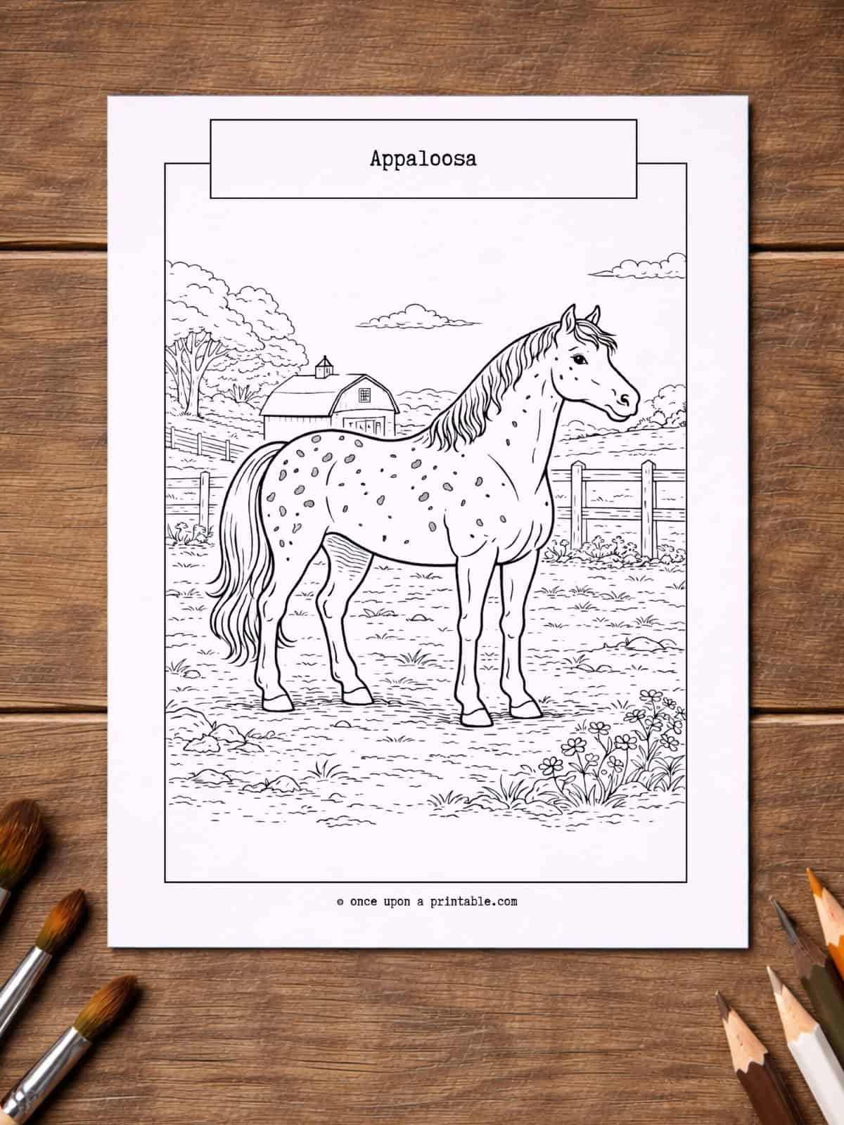 Simple Appaloosa horse coloring page for young kids. 