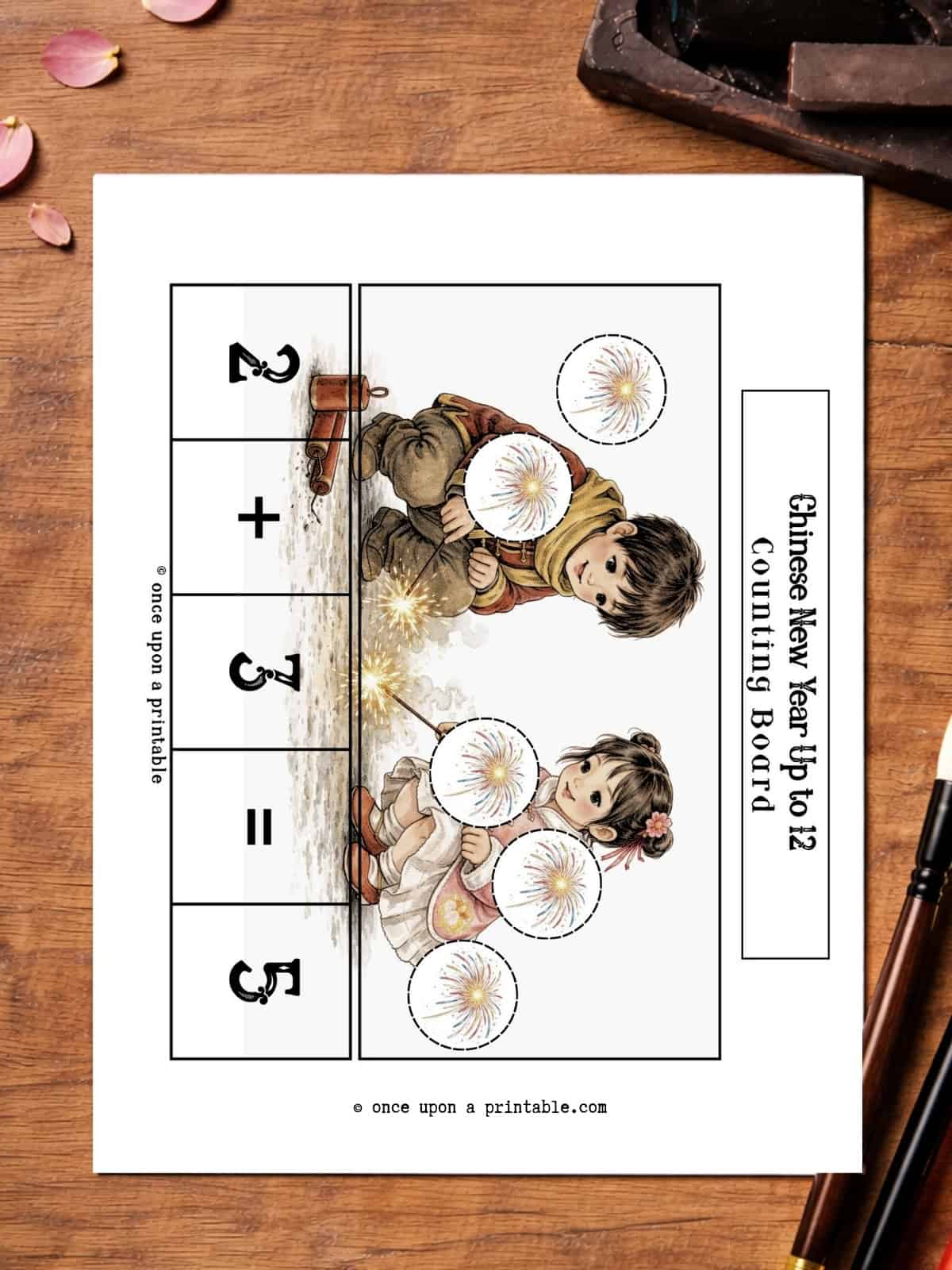Chinese New Year math game activity counting up to 12. 