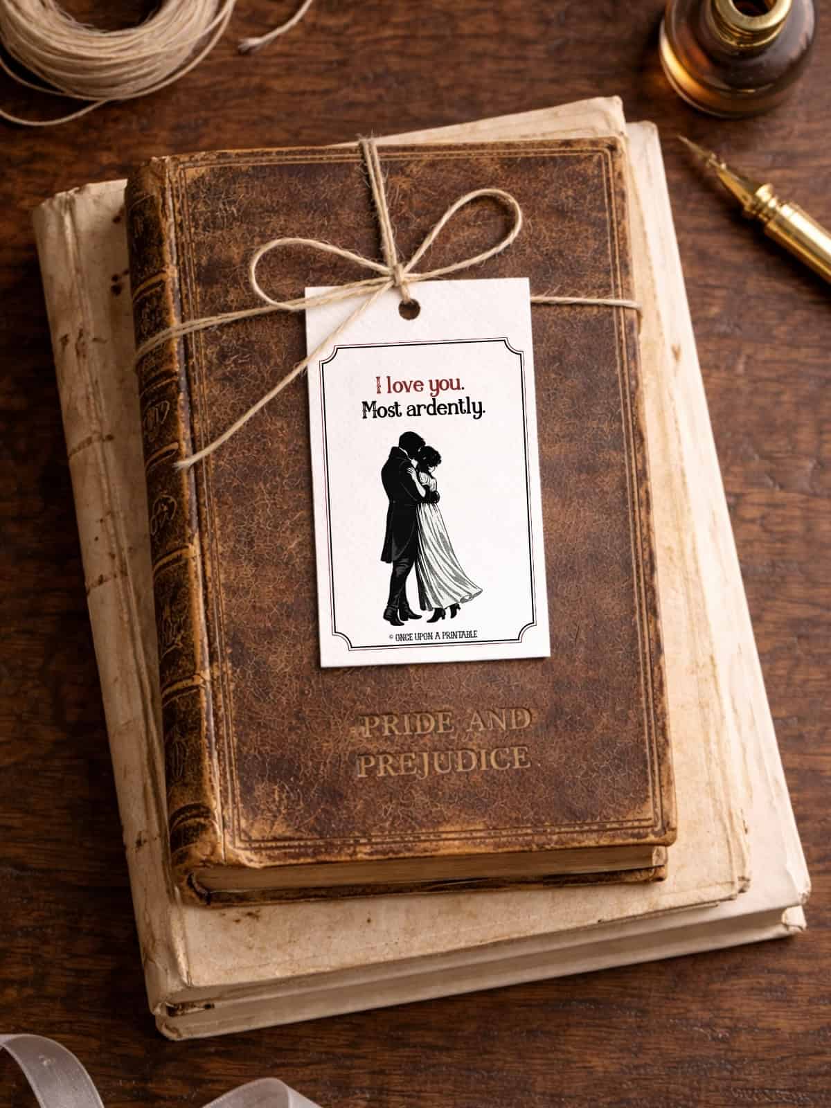 Pride and Prejudice Valentine tied to a book. 