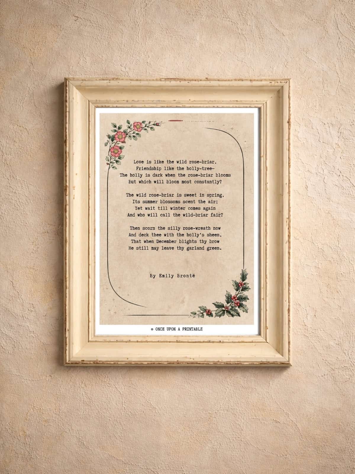 Emily Bronte poem wall art.