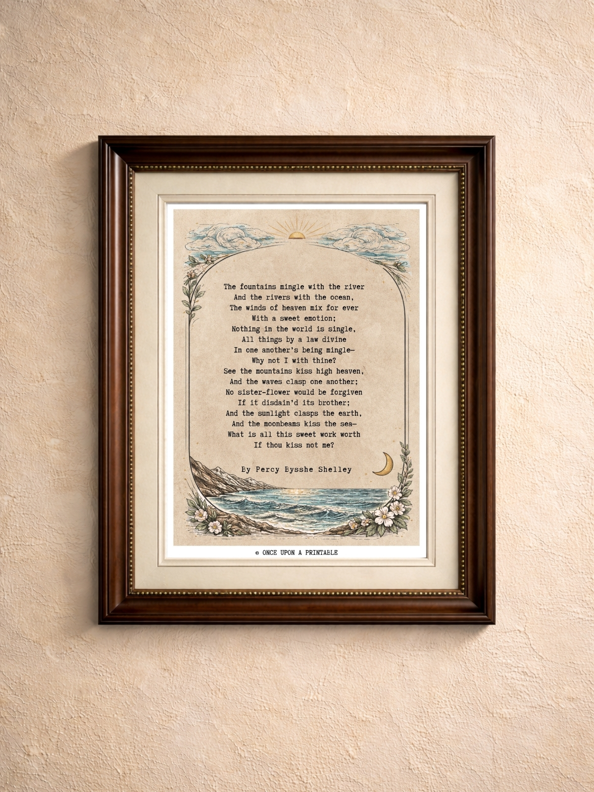 Percy Bysshe Shelley poem wall art.