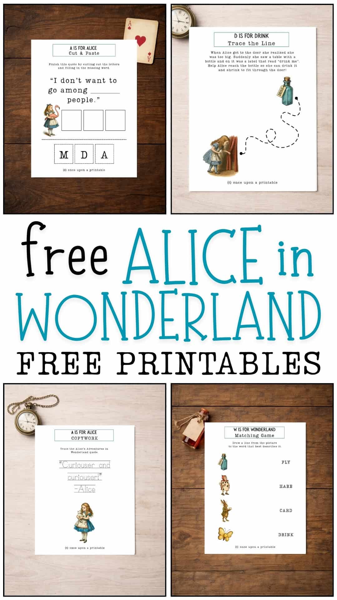 Alice in Wonderland printables for kids.