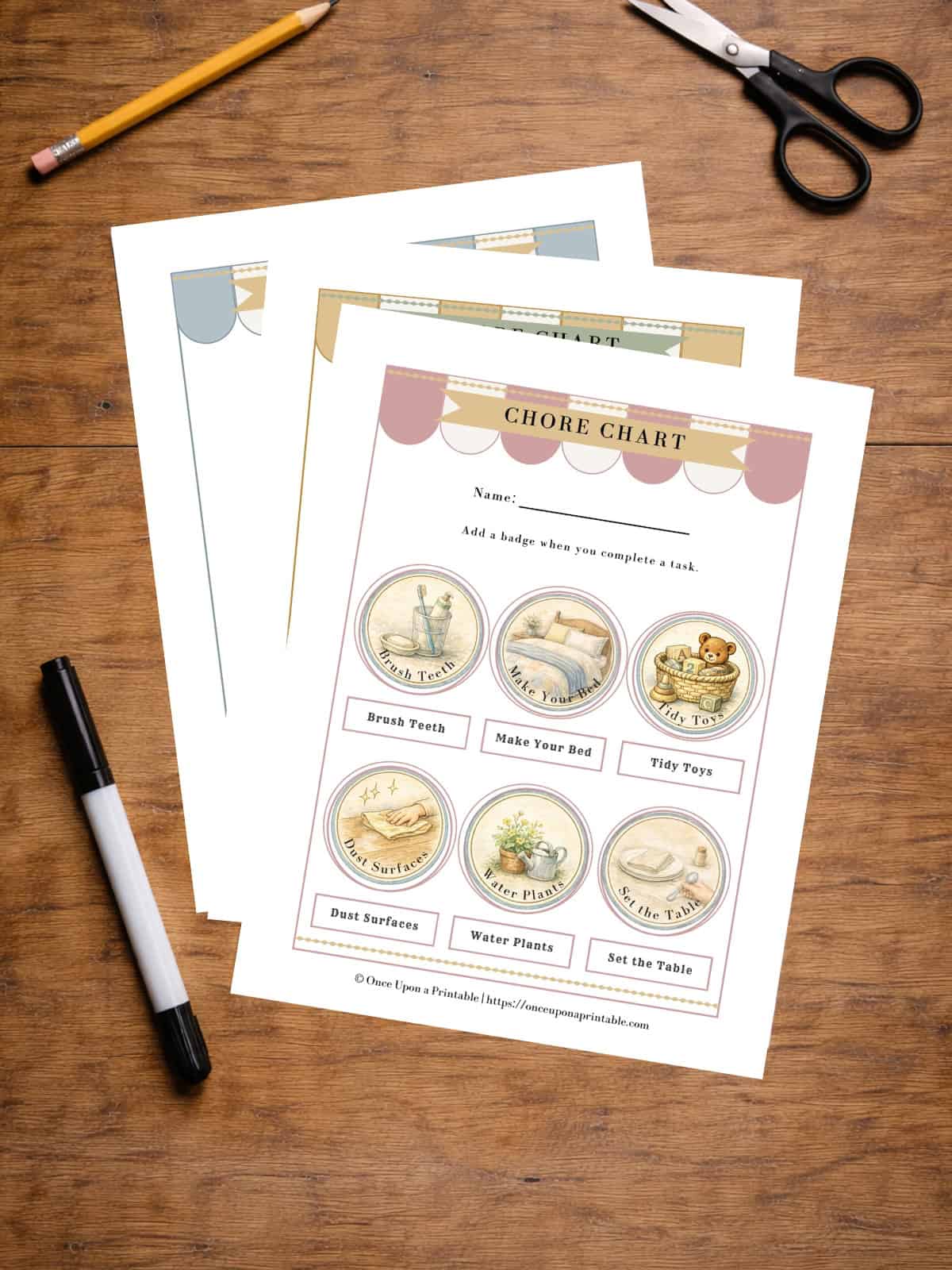 Children's chore charts for ages 5-6.