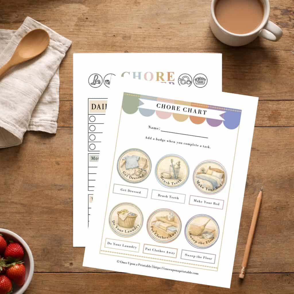 Children's chore charts printable for kids of all ages.