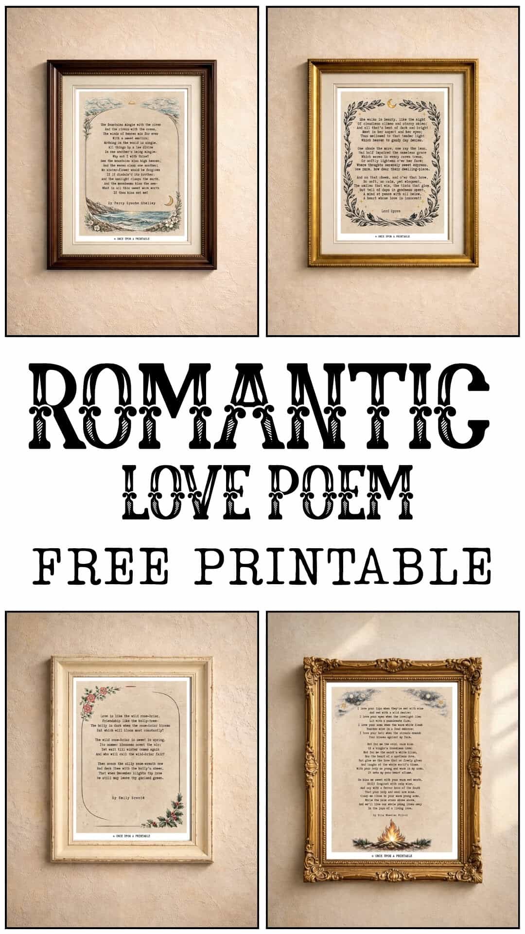 Romantic love poems wall art.