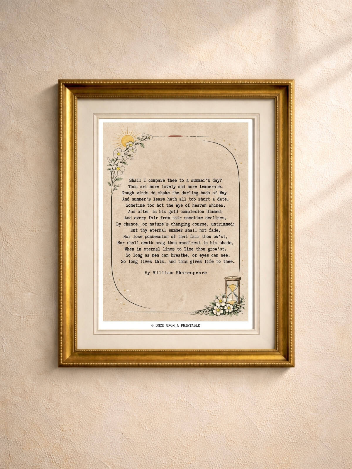 Shakespeare love poem wall art.