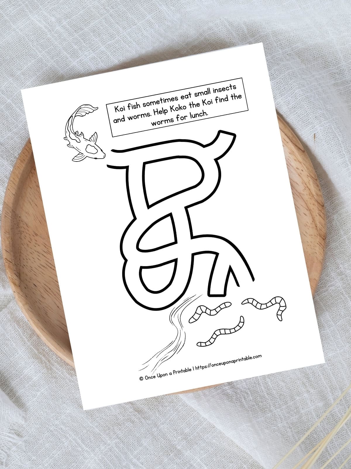 K for Koi Maze activity pages. 
